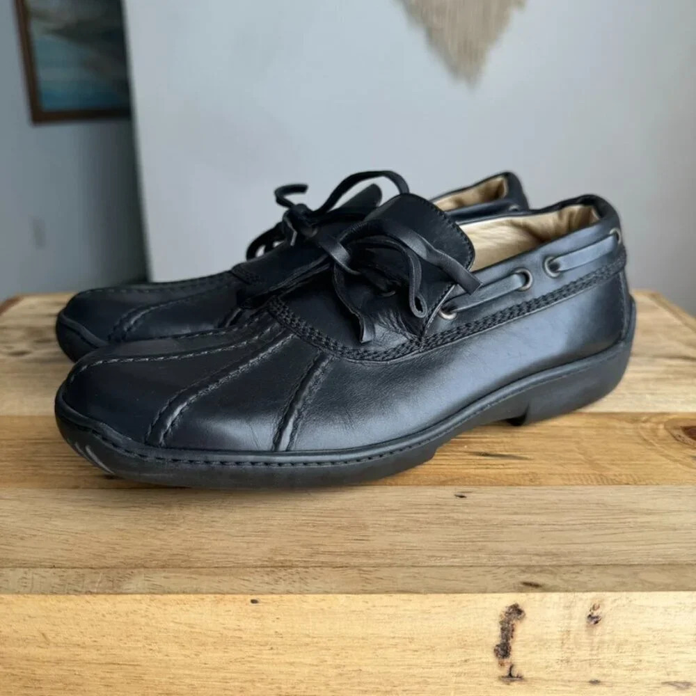Ralph Lauren Blue Label:โ Black Leather Rubber Sole Duck Country Loafer Size 6